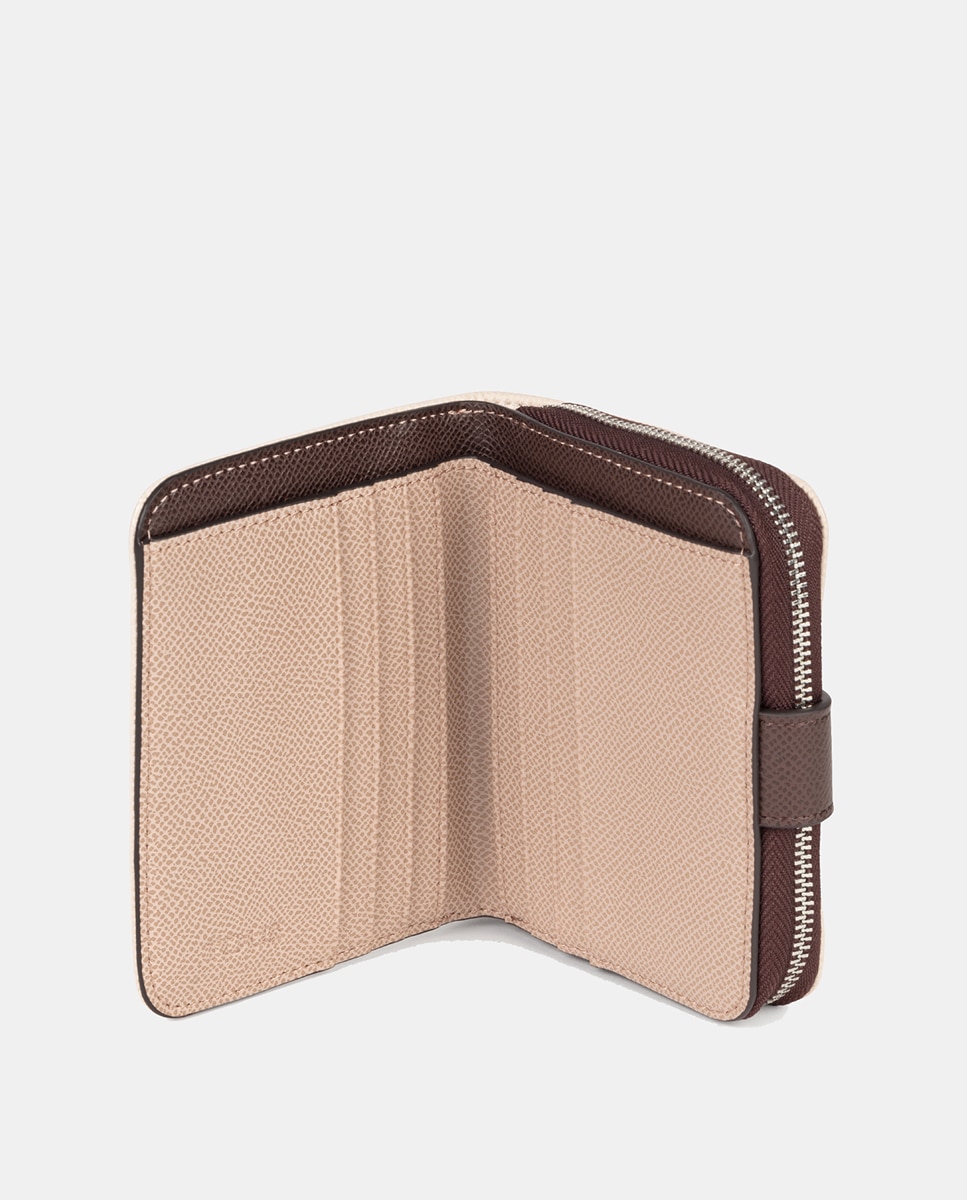 Carteira Pequena com Fecho de Correr Bege-4