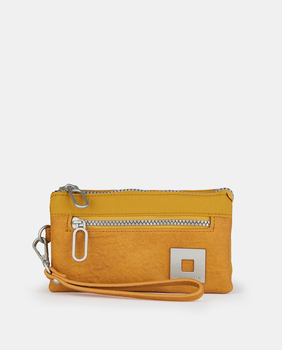 Mala Pouch com Fecho de Correr Mostarda-1
