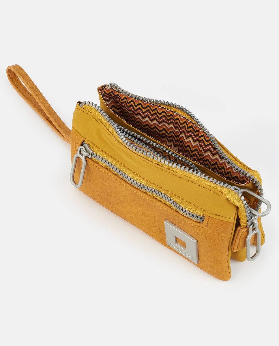 Mala Pouch com Fecho de Correr Mostarda-3