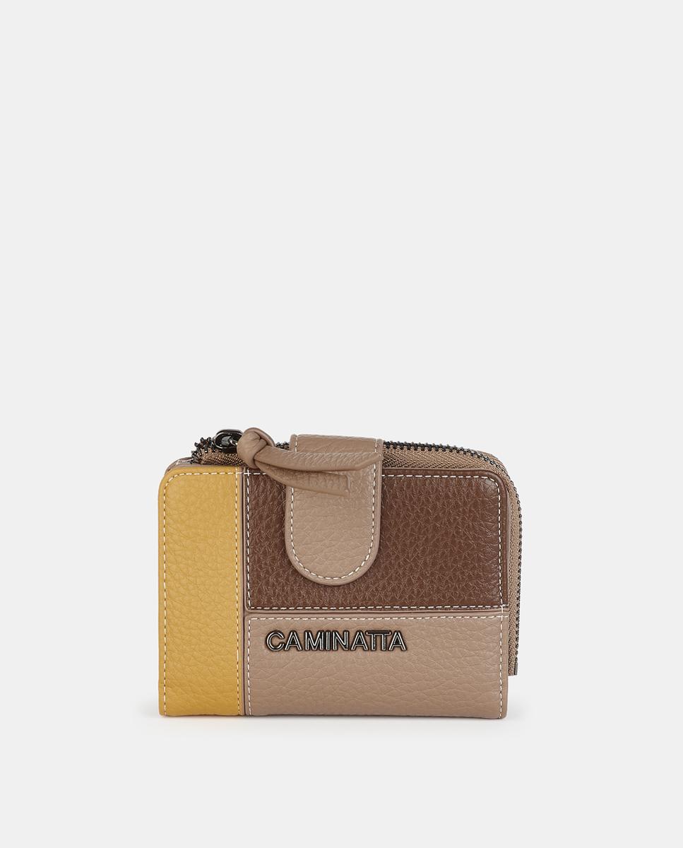 Carteira com Aba e Fecho de Correr Taupe-1