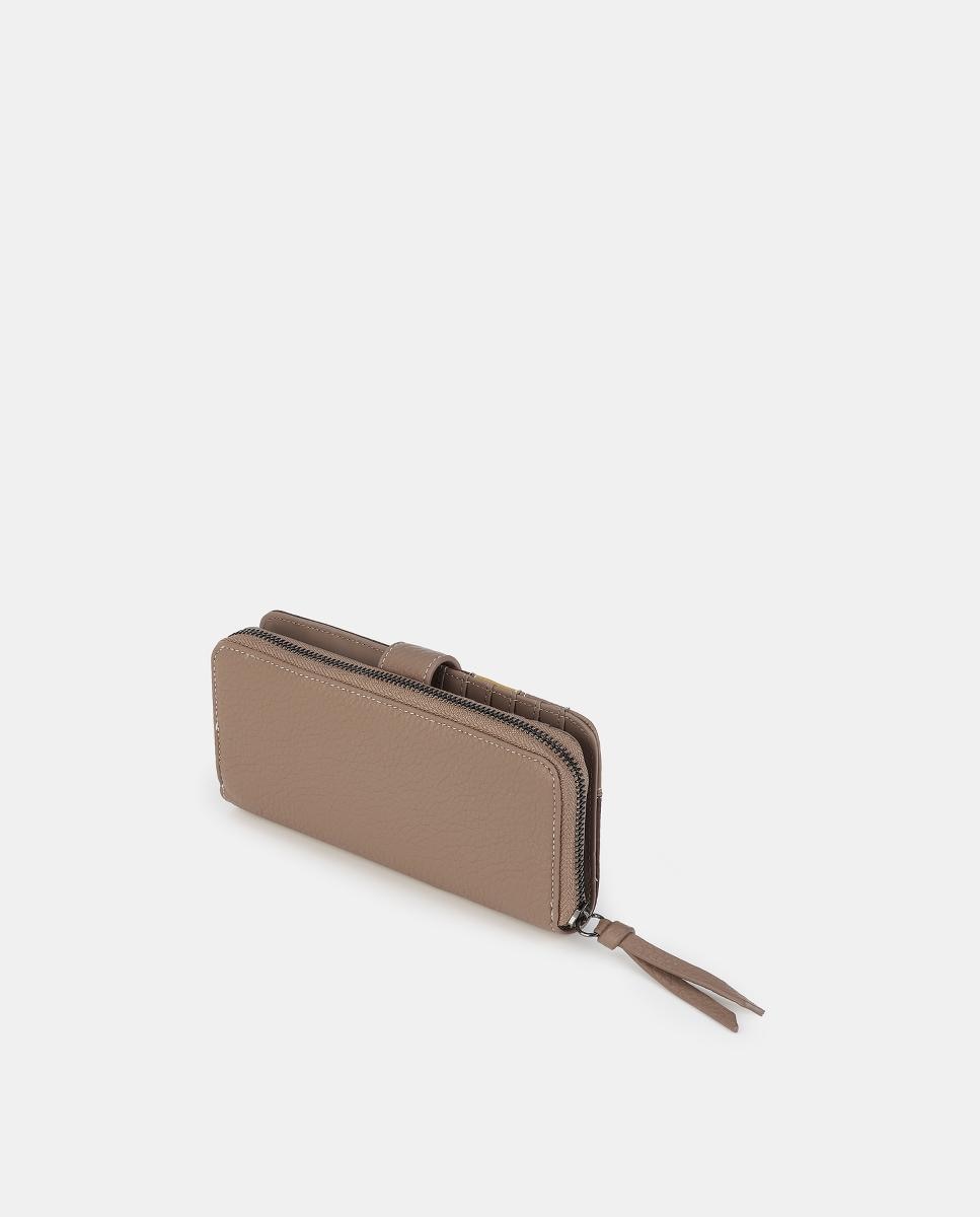 Carteira com Aba e Fecho de Correr Taupe-2