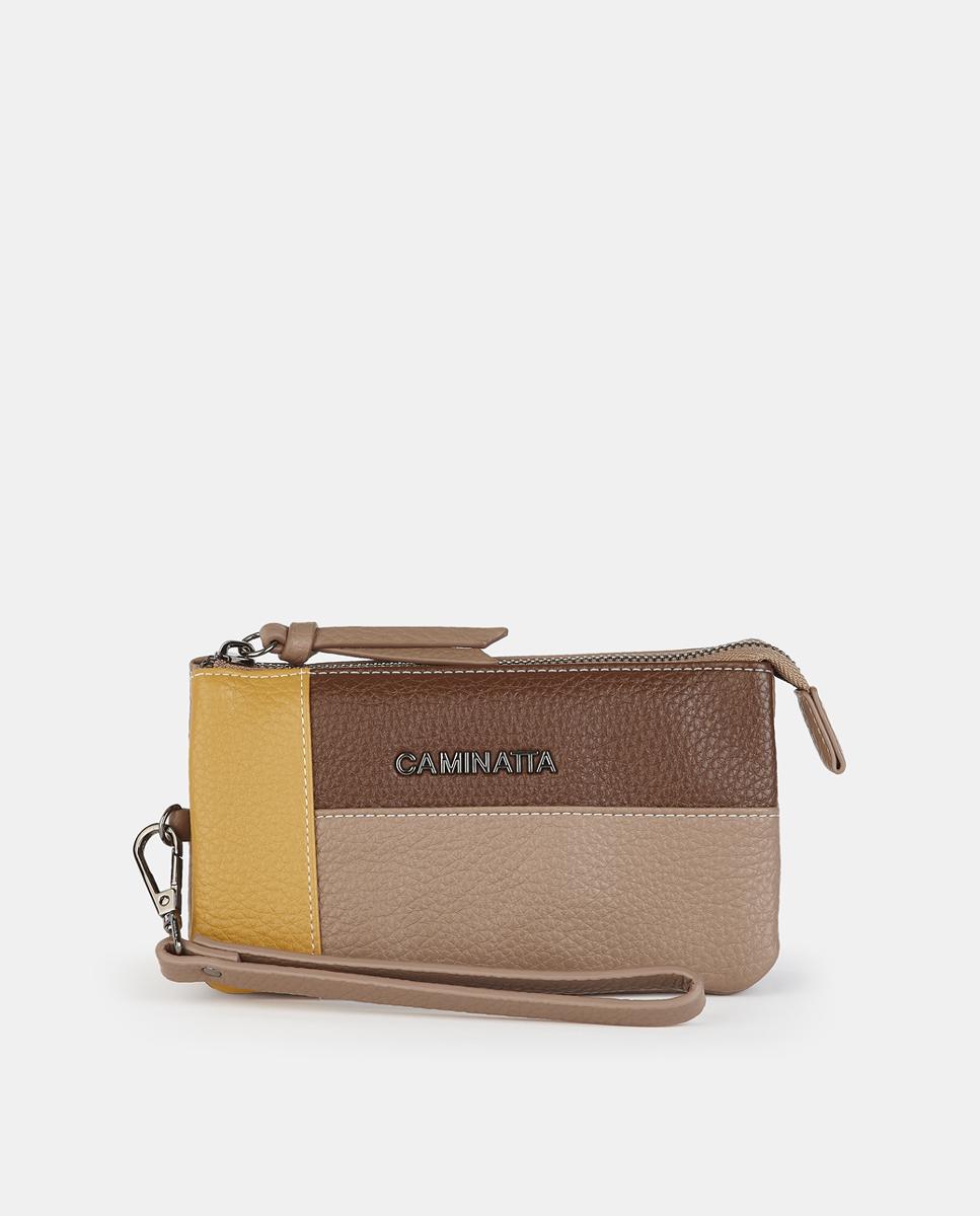 Mala Pouch com Fecho de Correr Taupe-1