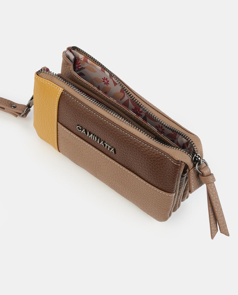 Mala Pouch com Fecho de Correr Taupe-3