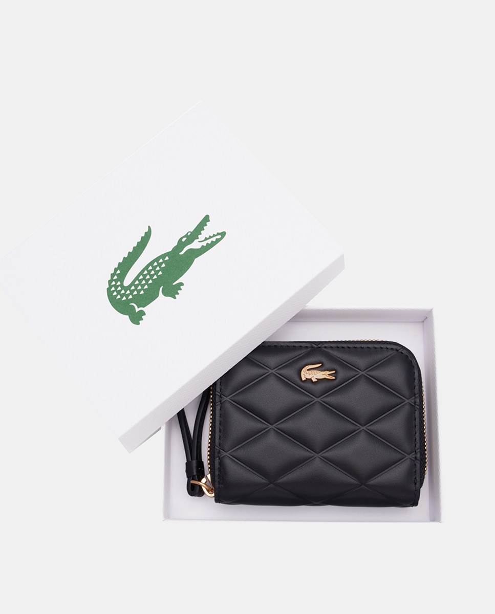 Billetero con cremallera cuero - Lacoste - Negro Negro-2