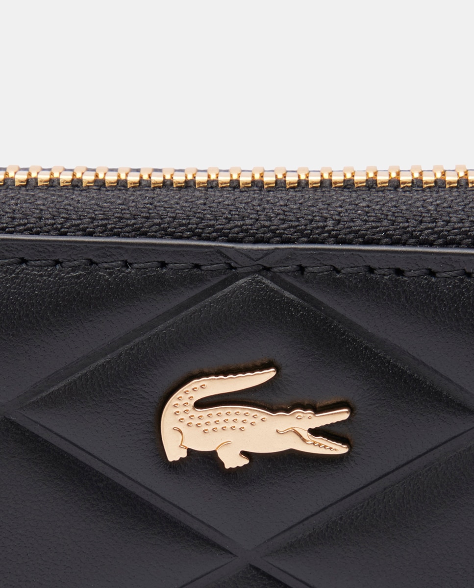 Billetero con cremallera cuero - Lacoste - Negro Negro-4