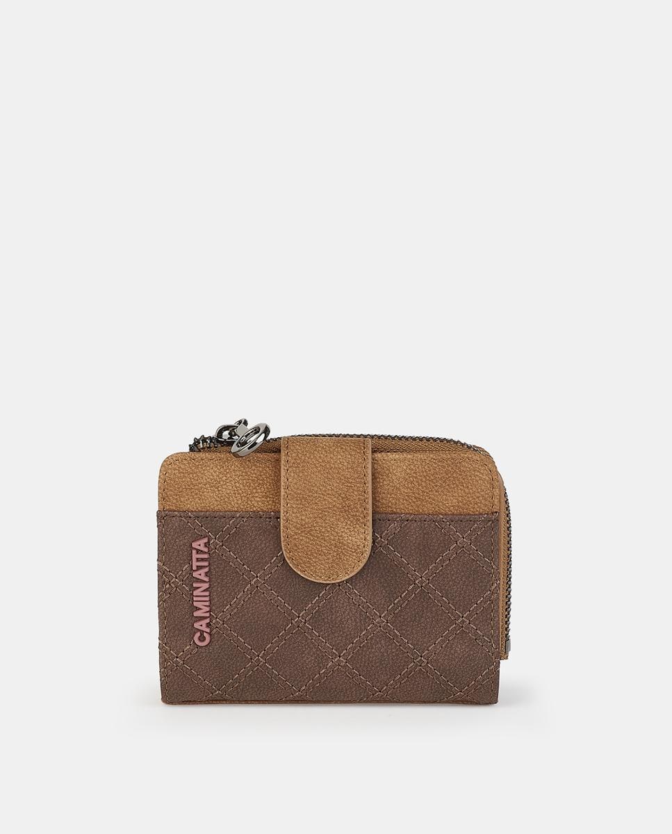 Carteira com Aba e Fecho de Correr Camel-1