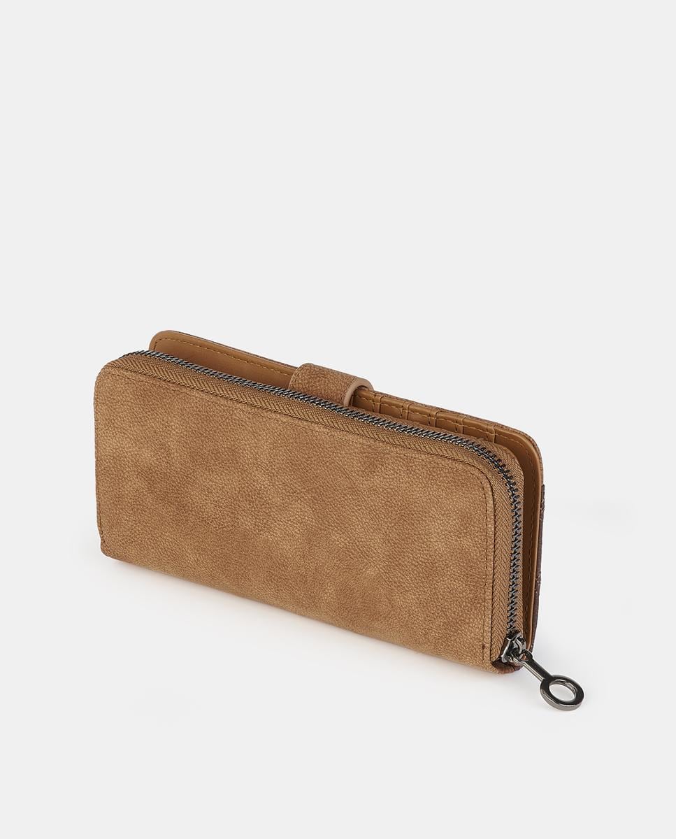 Carteira com Aba e Fecho de Correr Camel-2