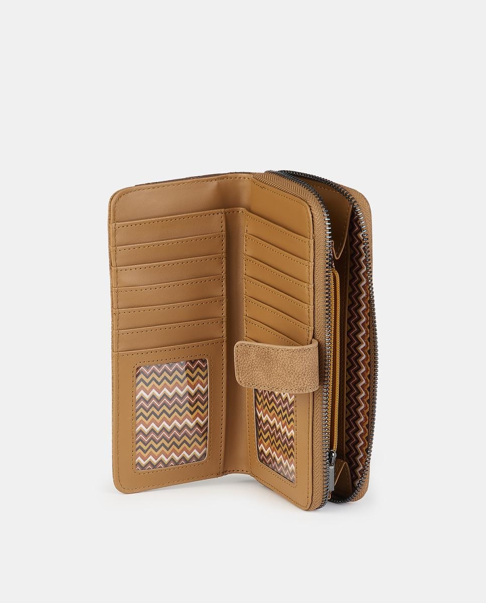 Carteira com Aba e Fecho de Correr Camel-3