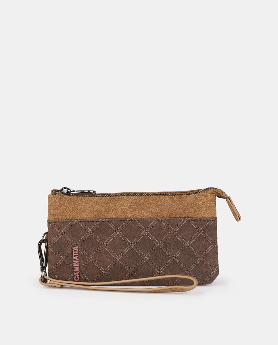 Mala Pouch com Fecho de Correr Camel-1