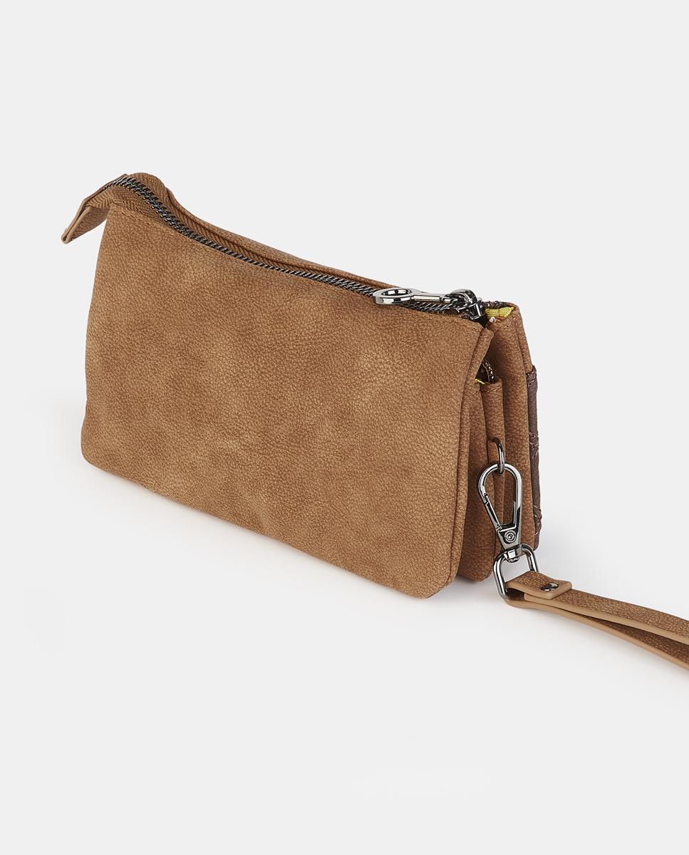 Mala Pouch com Fecho de Correr Camel-2