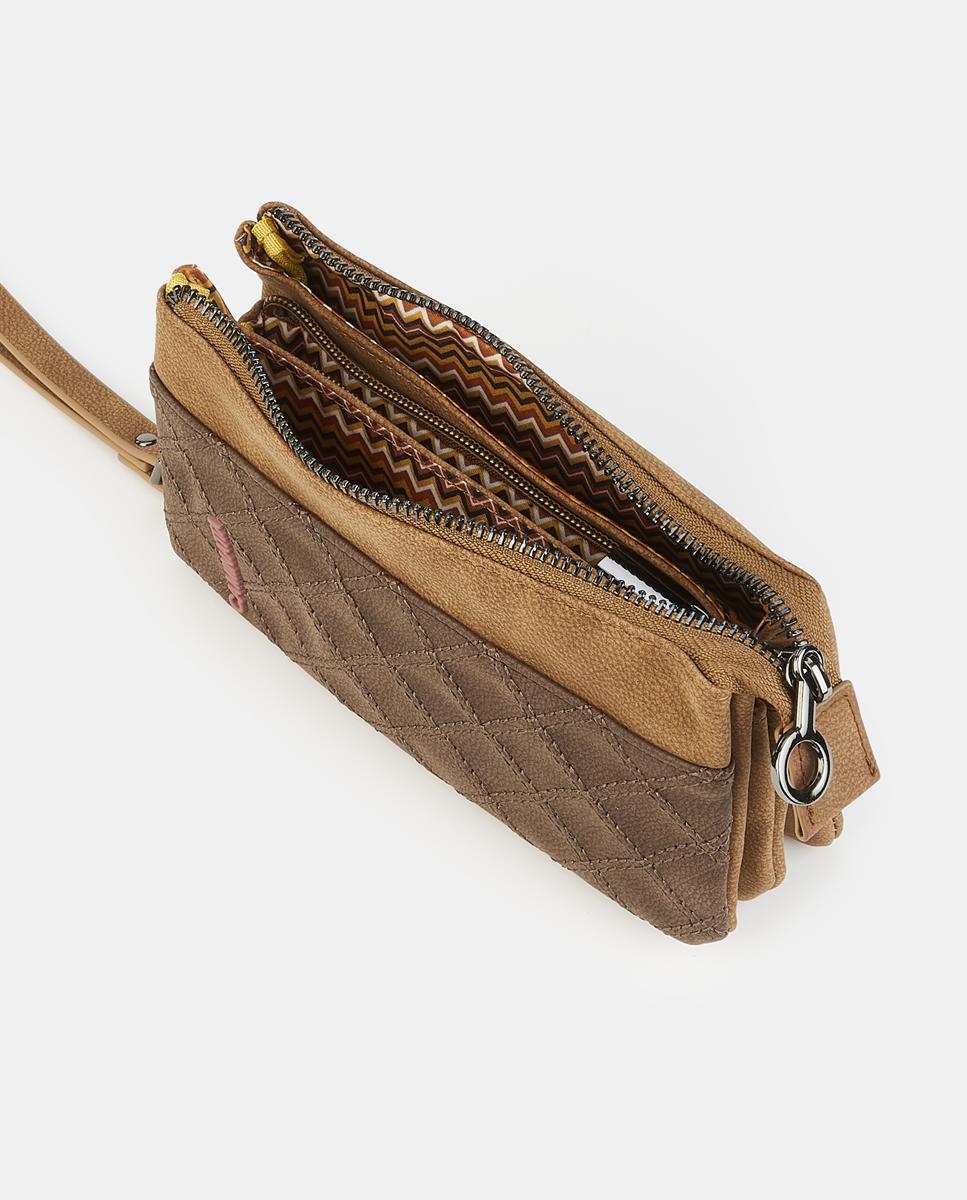 Mala Pouch com Fecho de Correr Camel-3