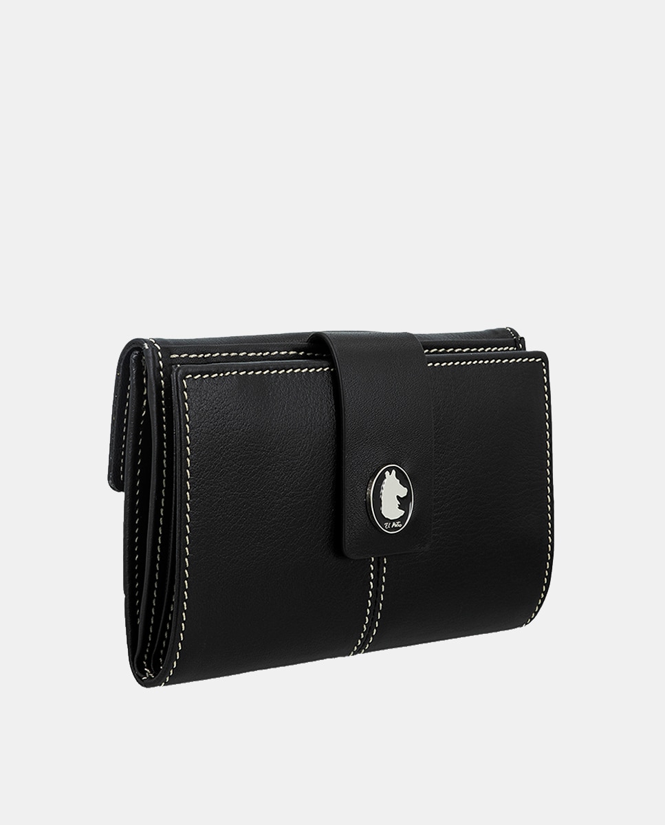 Billetero cartera de señora fabricado en piel vacuno - El Potro - Negro Negro-2