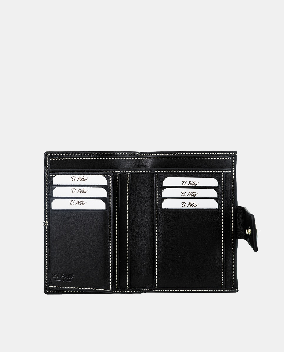 Billetero cartera de señora fabricado en piel vacuno - El Potro - Negro Negro-4