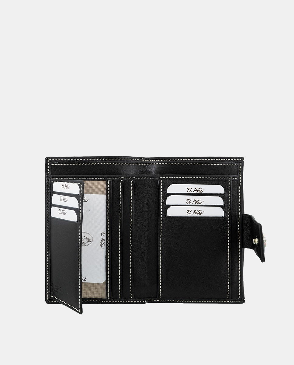 Billetero cartera de señora fabricado en piel vacuno - El Potro - Negro Negro-5