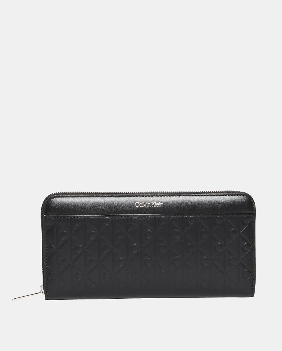 Carteira com Estampado de Emblema com Monograma Preto-1