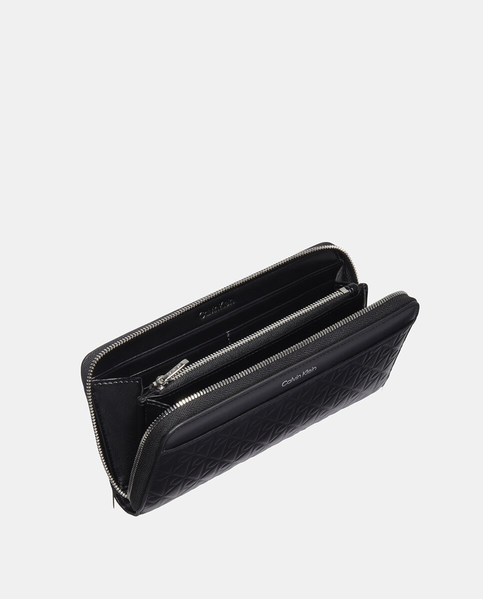 Carteira com Estampado de Emblema com Monograma Preto-2