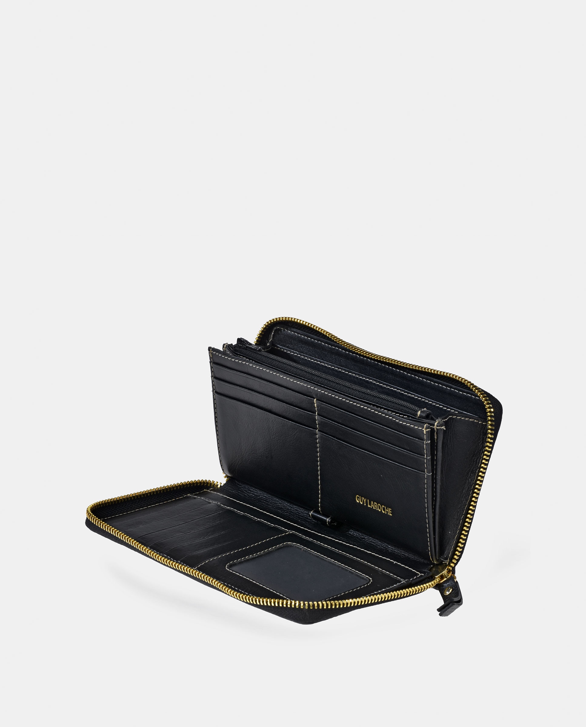 Imagen 3 de Monedero billetero grande cremallera mujer Guy Laroche en piel floater - Negro Negro