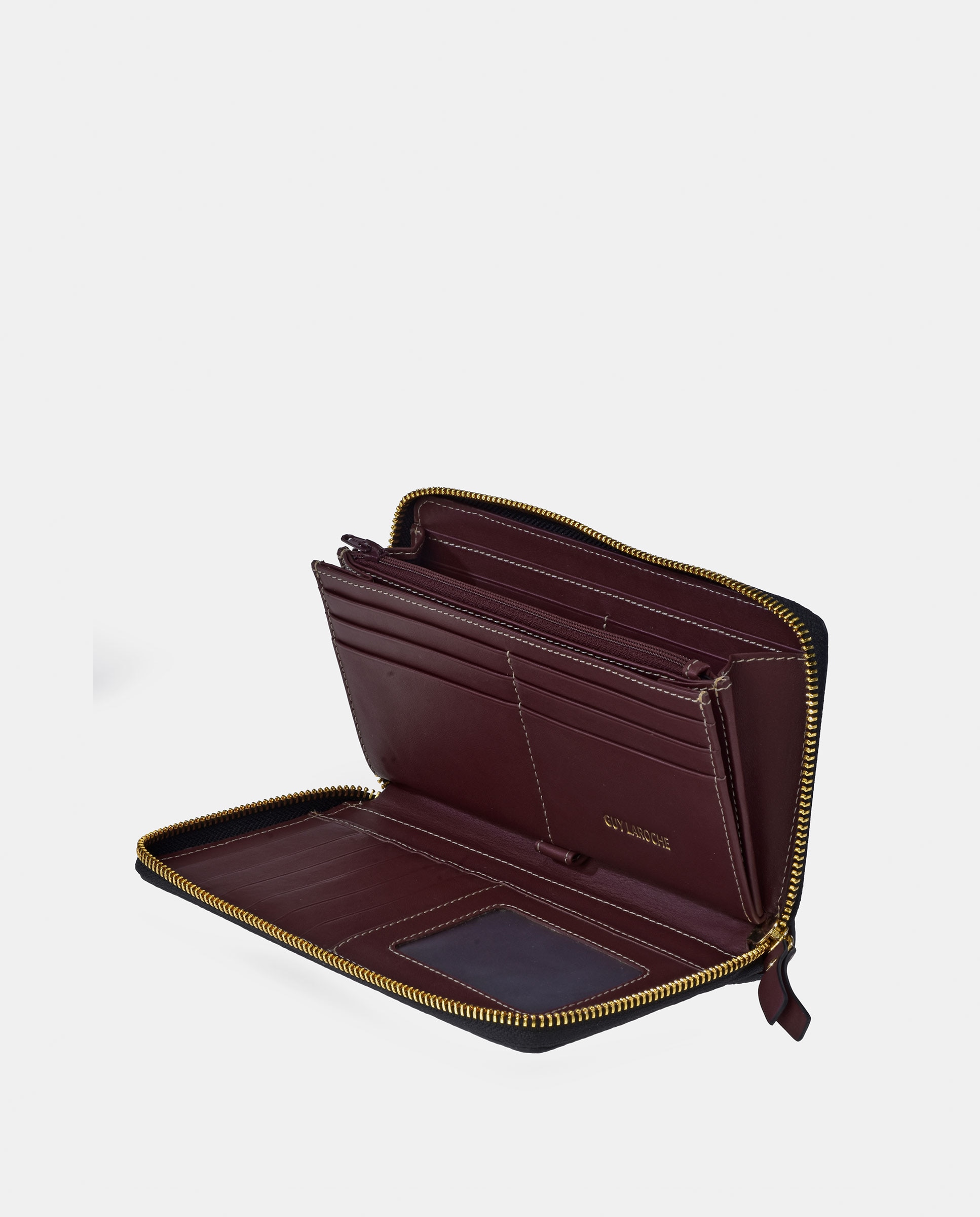 Imagen 3 de Monedero billetero grande cremallera mujer Guy Laroche en piel floater - Burdeos Burdeos