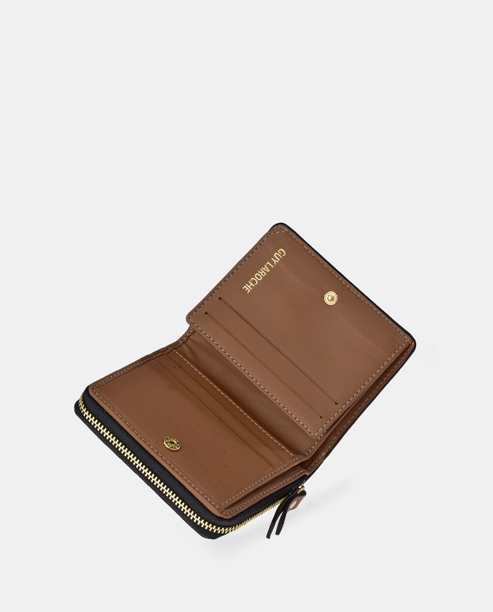 Porta-Moedas Pequeno em Pele Floater com Secção para Notas e Fecho de Correr Camel-5