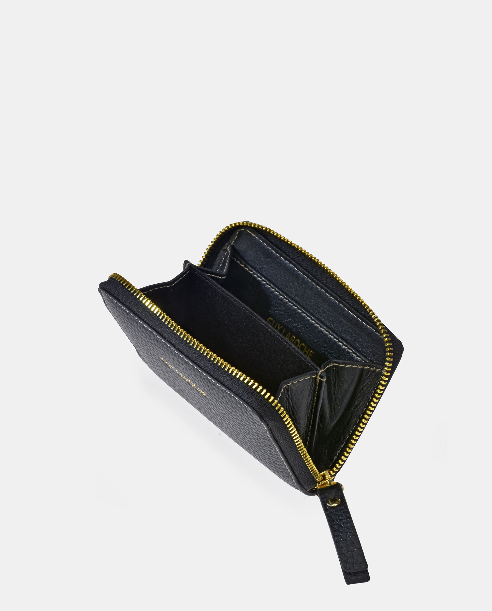 Porta-Moedas Pequeno em Pele Floater com Fecho de Correr Preto-3