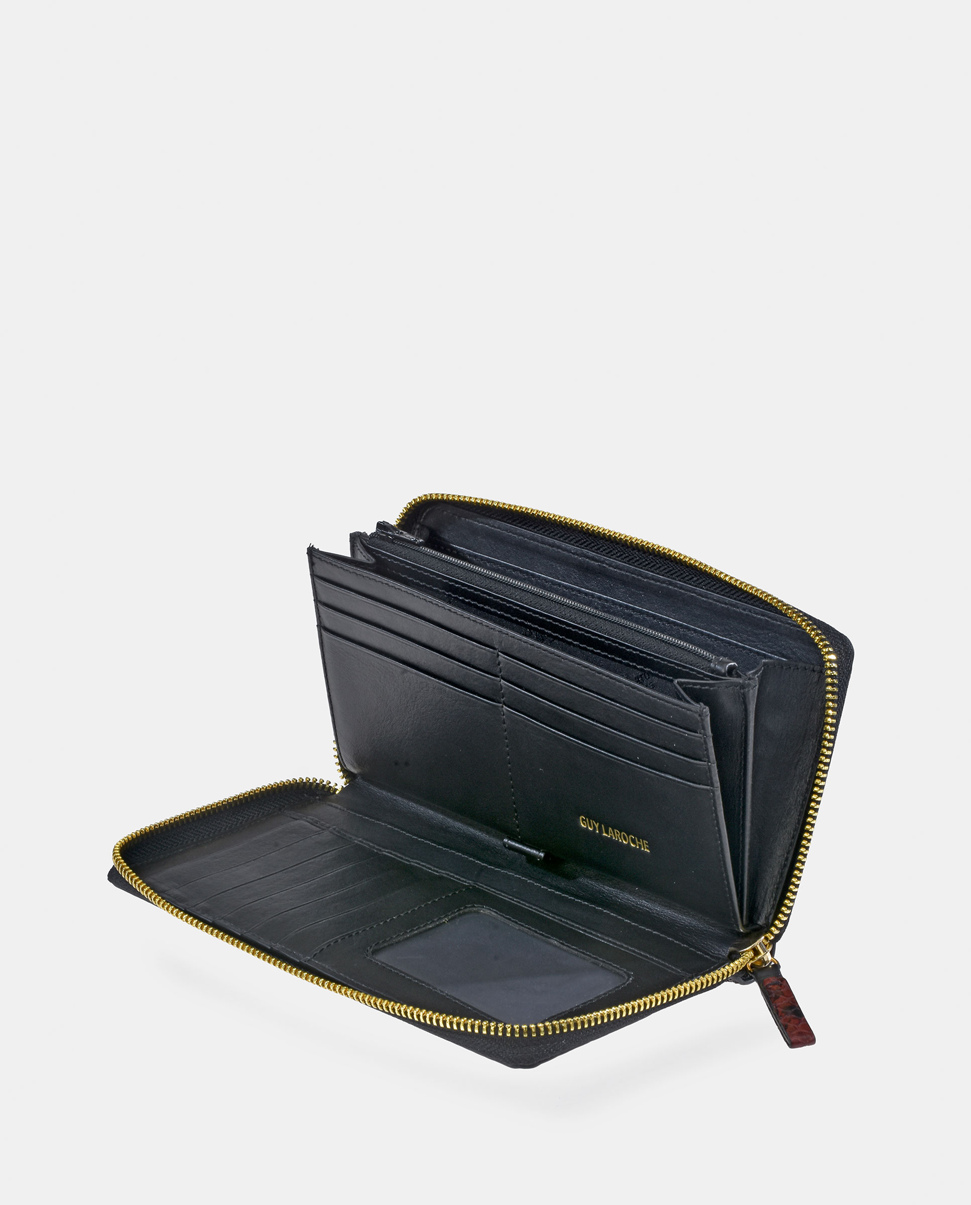 Porta-Moedas Grande em Pele Gravada com Secção para Notas e Fecho de Correr - Acqua Bordeaux-3