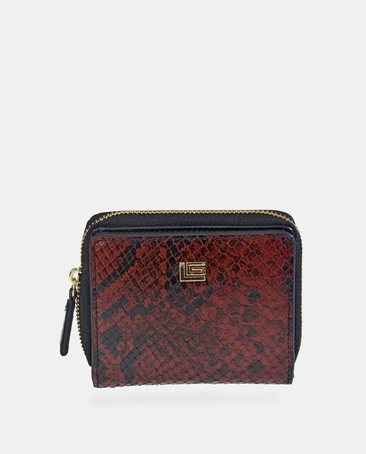 Imagen 0 de Monedero billetero mujer con cremallera en piel grabada color acqua