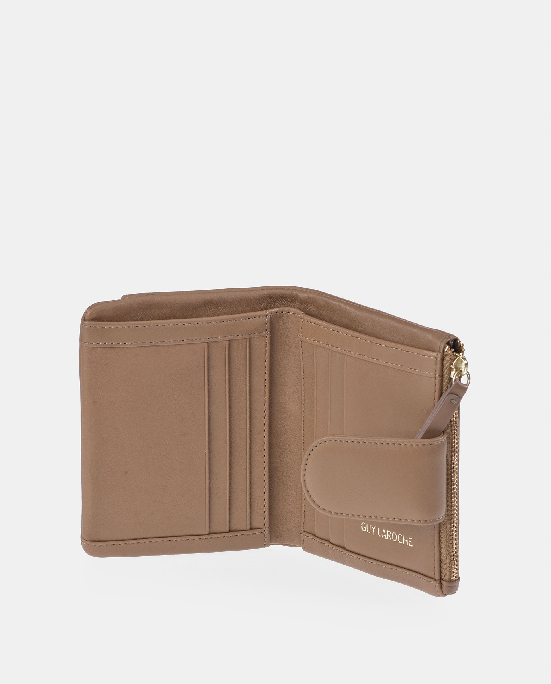 Porta-Moedas em Pele Sedalina com Secção para Notas e Fecho de Correr Camel-3