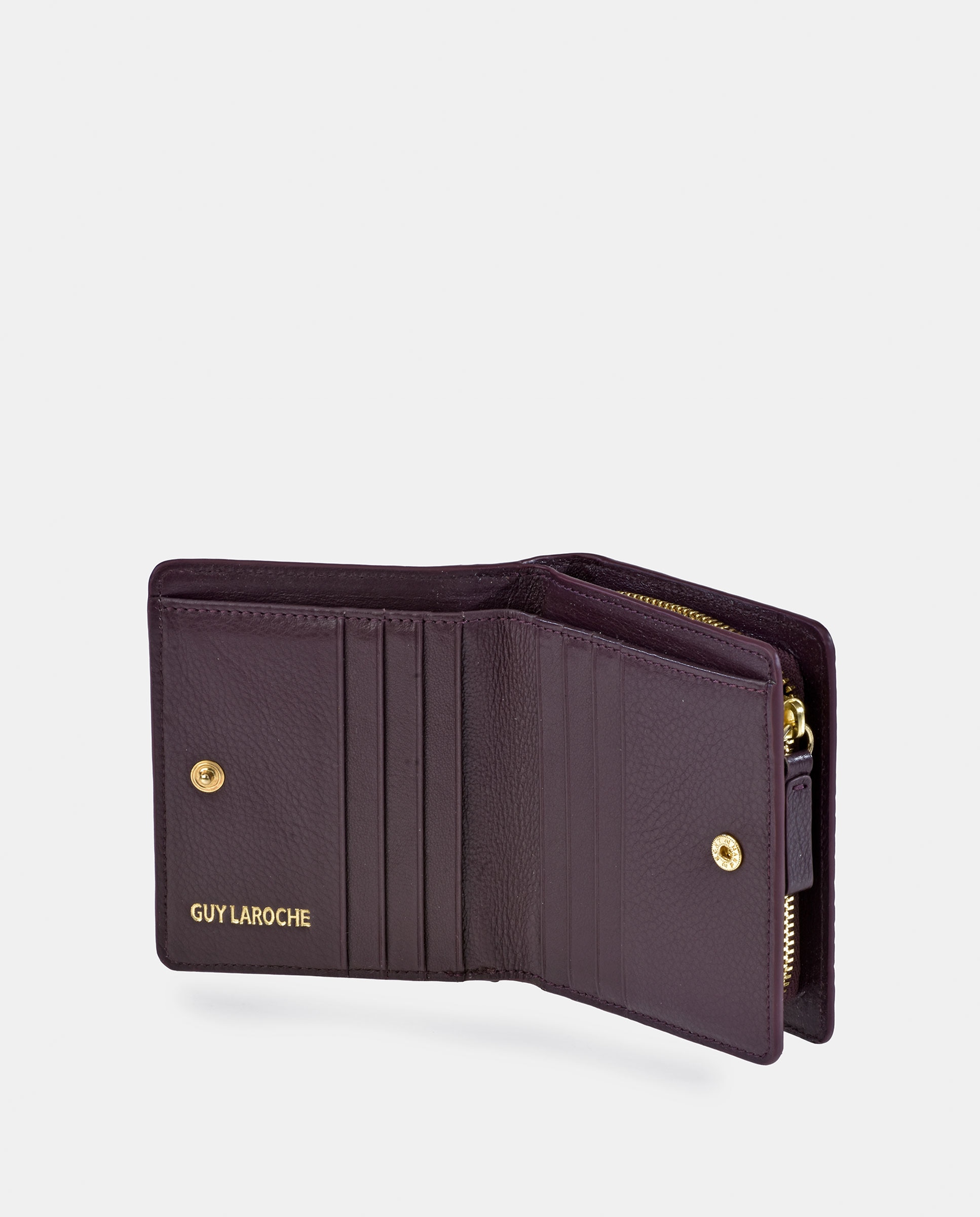 Monedero billetero cremallera en piel grabado - Guy Laroche - Burdeos Burdeos-4