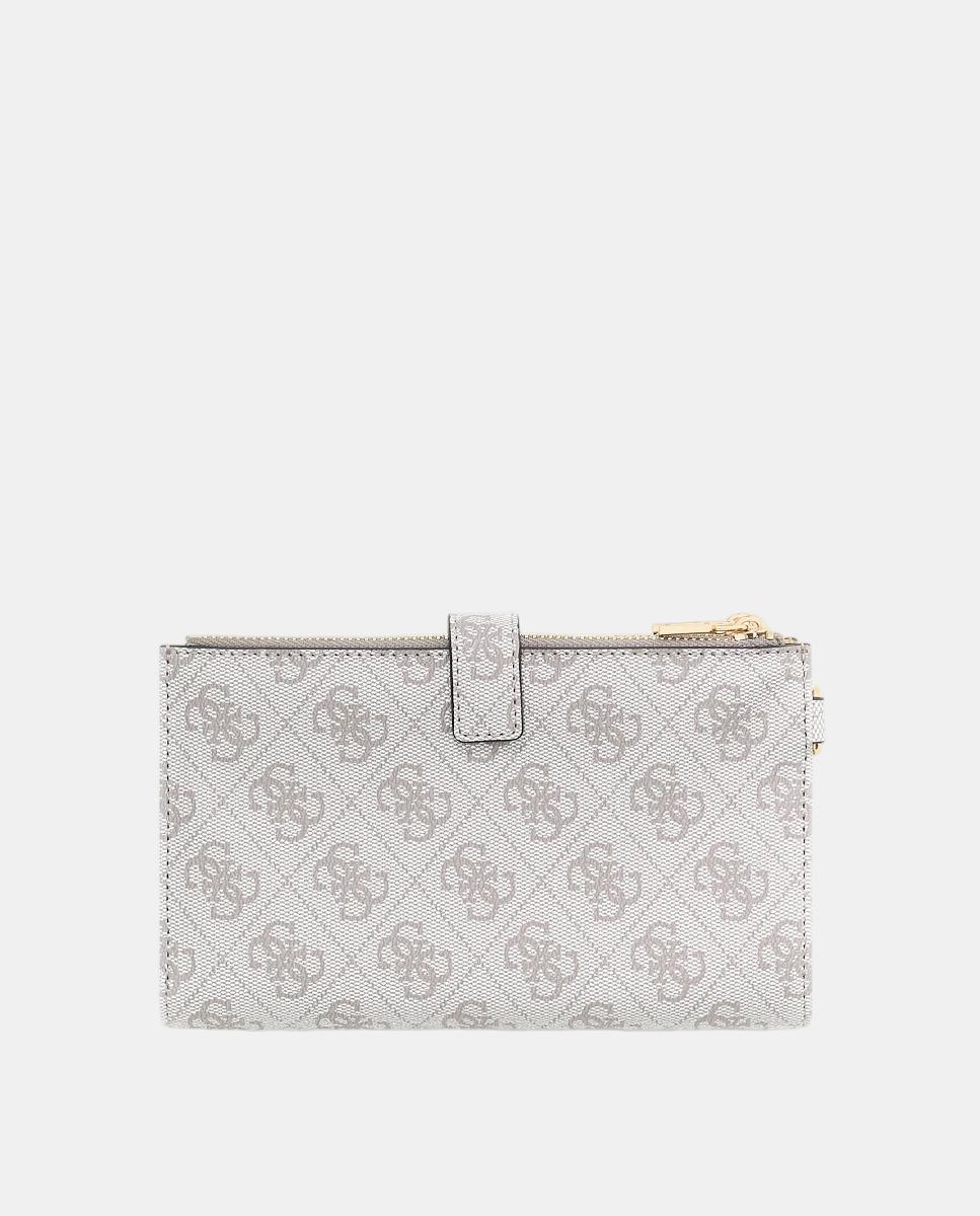 Carteira com Fecho de Correr Duplo e Botão Branco-4