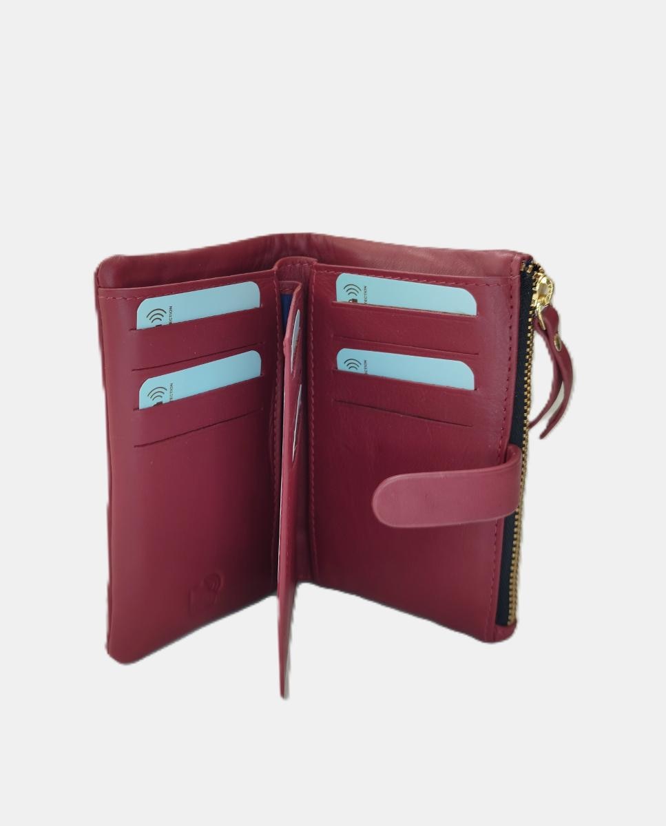 Carteira em Pele com Secção para Notas e Porta-Moedas Coleção Kayla Bordeaux-6