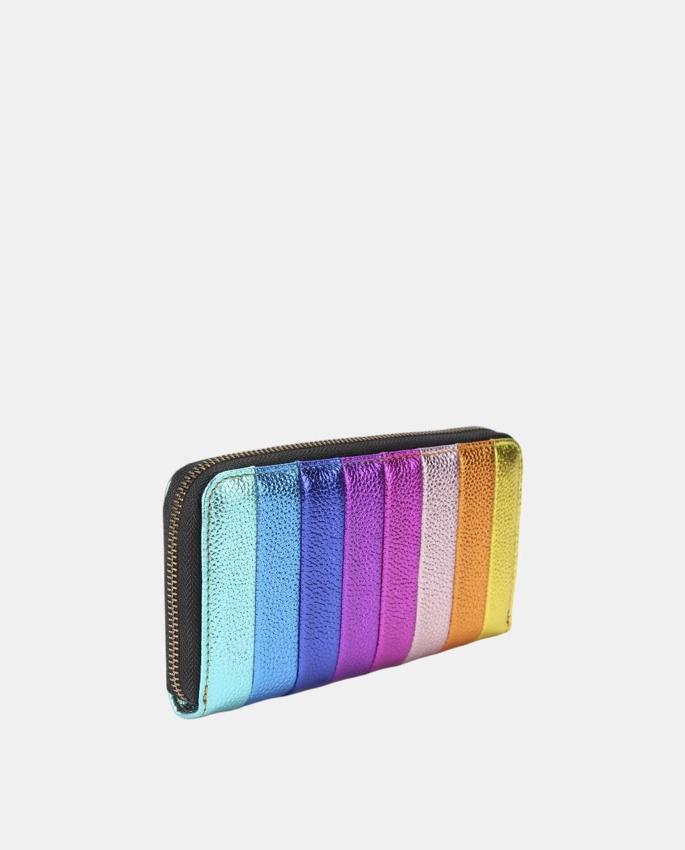 Carteira Kensington Média em Pele com Fecho de Correr Multicolor-3