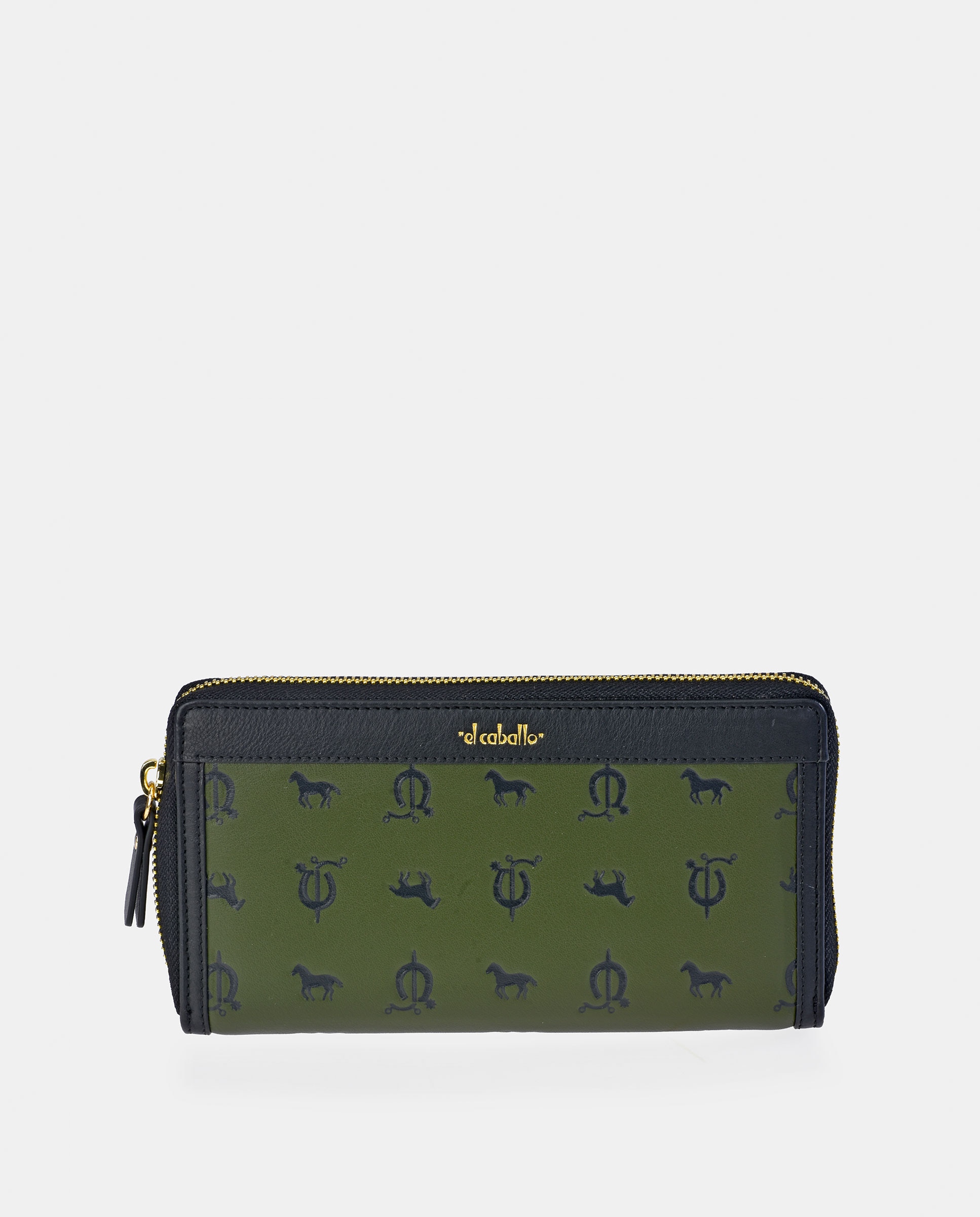 Imagem 0 de Porta-Moedas Grande em Vaqueta e Lona com Secção para Notas e Fecho de Correr - Cor de Tijolo