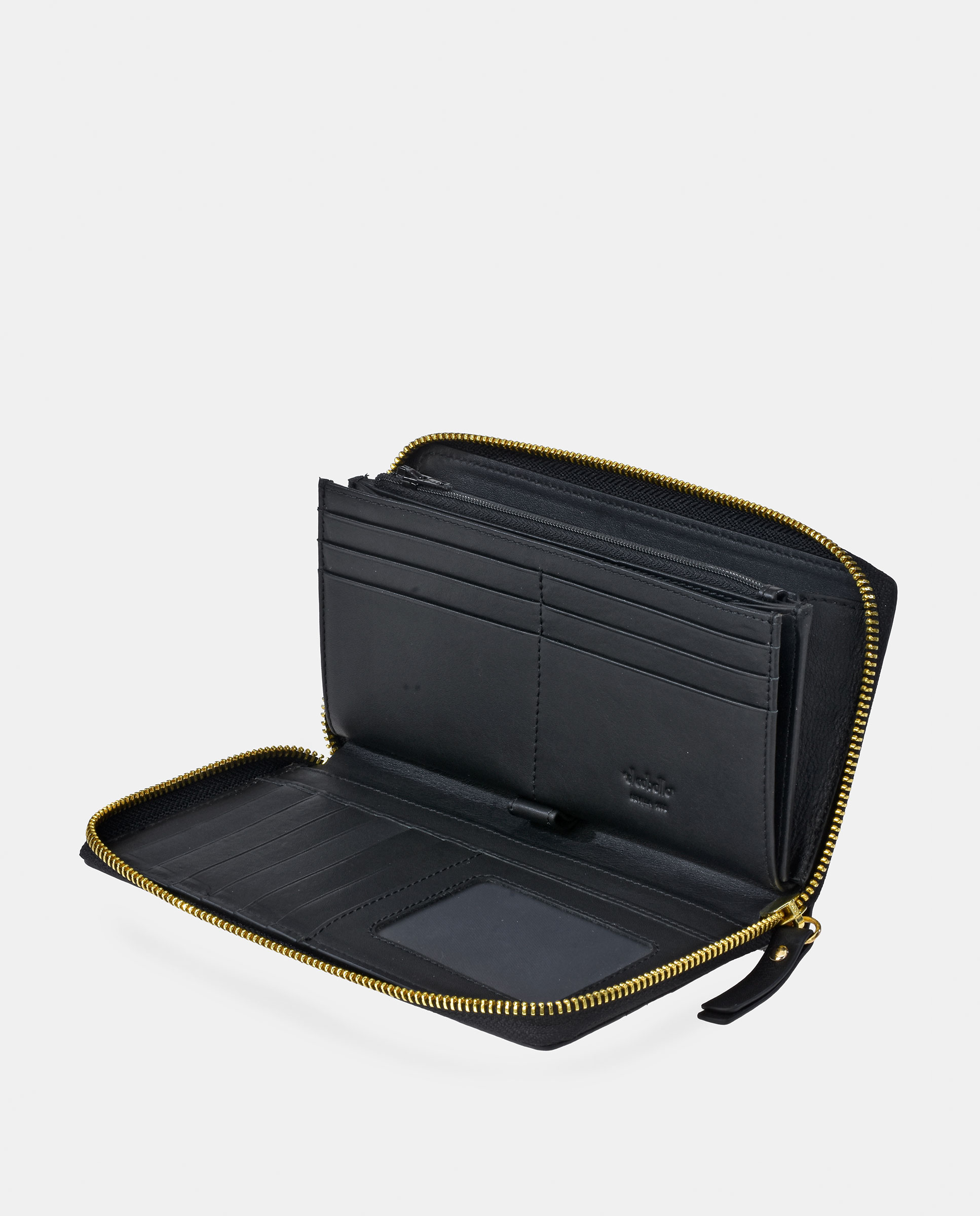 Porta-Moedas Grande em Pele Tipo Napa com Secção para Notas e Fecho de Correr Preto-3