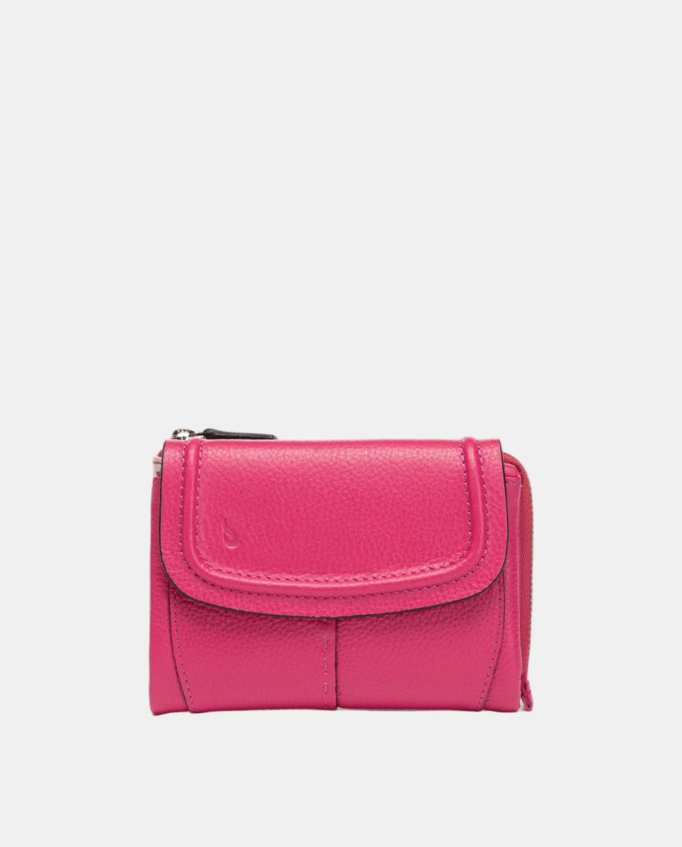Cartera pequeña en piel con solapa - Abbacino - Fucsia Fucsia-1