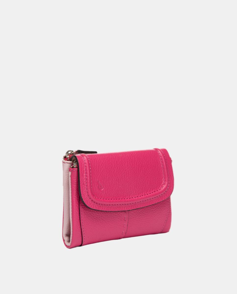 Cartera pequeña en piel con solapa - Abbacino - Fucsia Fucsia-2