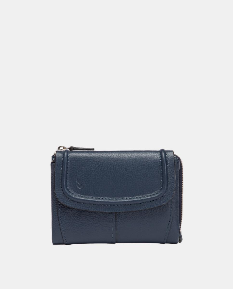 Cartera pequeña en piel con solapa - Abbacino - Azul Azul-1