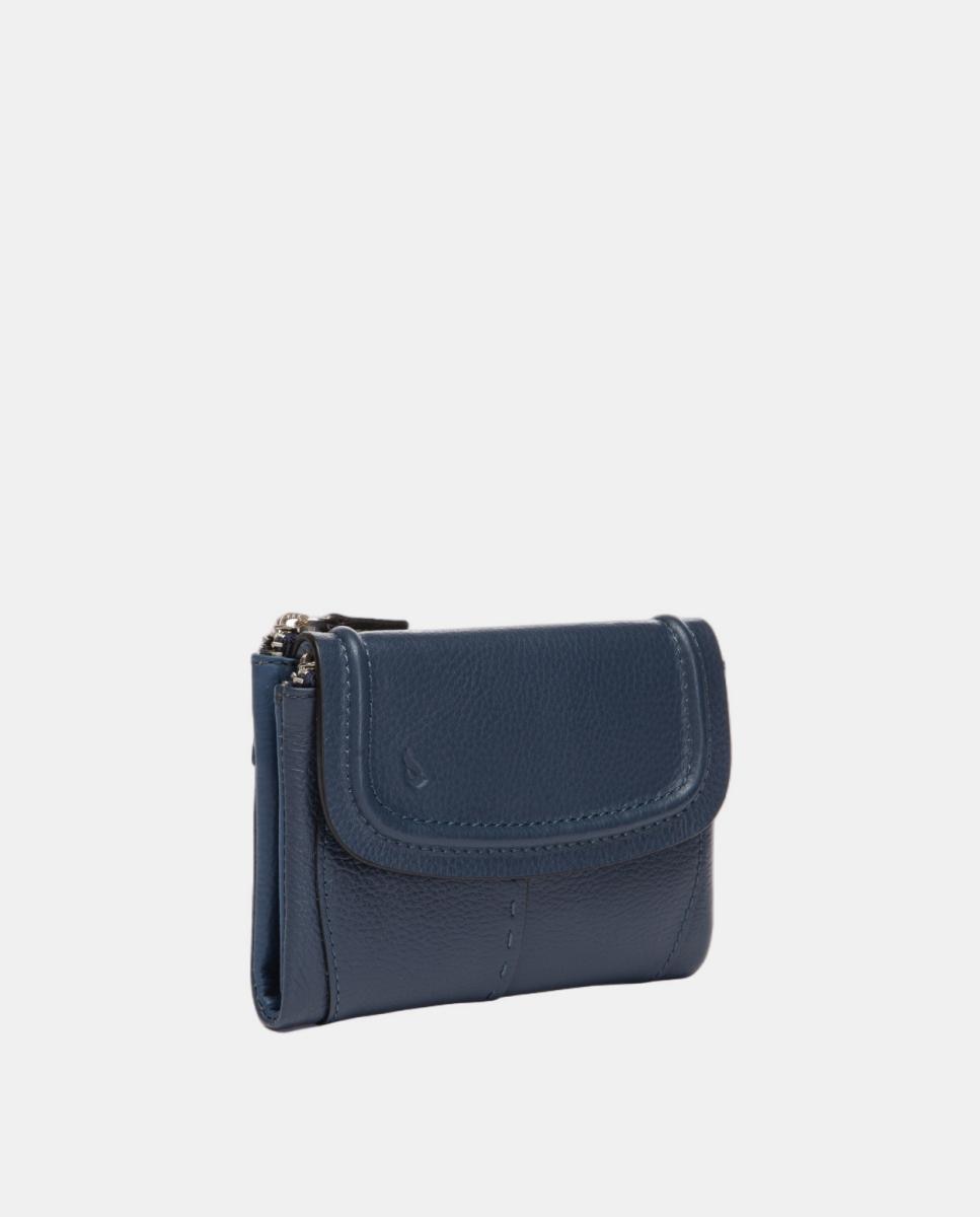 Cartera pequeña en piel con solapa - Abbacino - Azul Azul-2