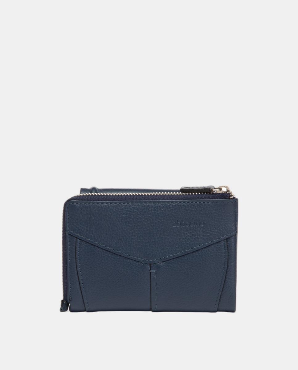 Cartera pequeña en piel con solapa - Abbacino - Azul Azul-3