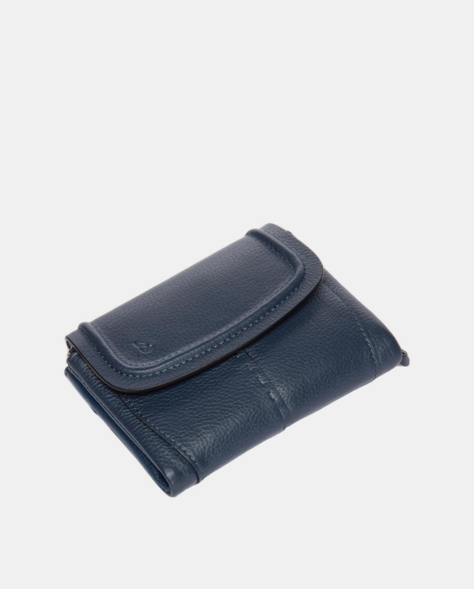 Cartera pequeña en piel con solapa - Abbacino - Azul Azul-4