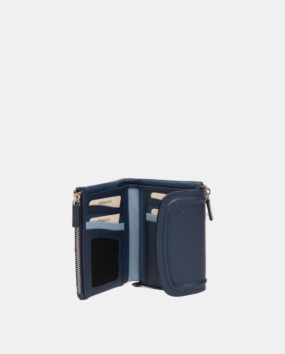 Cartera pequeña en piel con solapa - Abbacino - Azul Azul-5