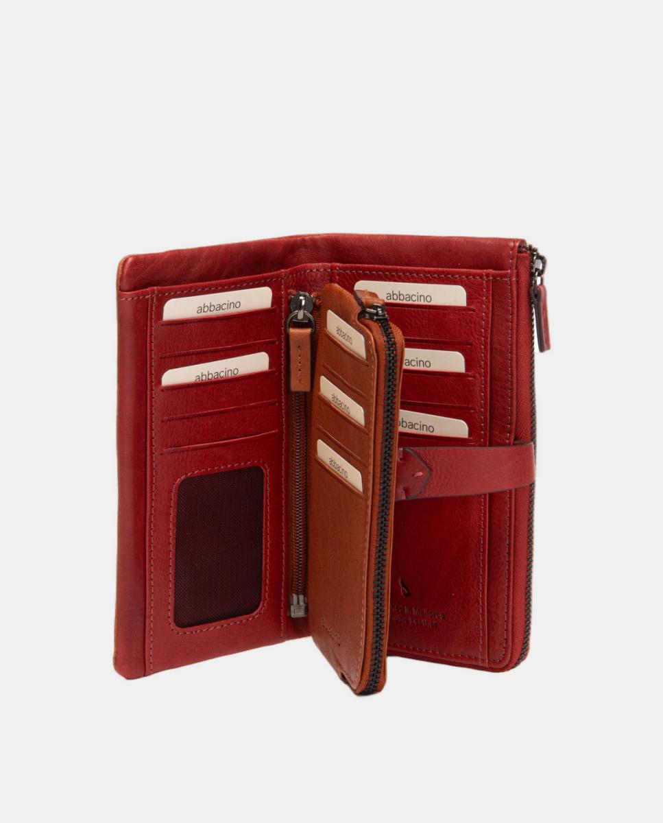 Cartera grande en piel bicolor - Abbacino - Rojo Rojo-5
