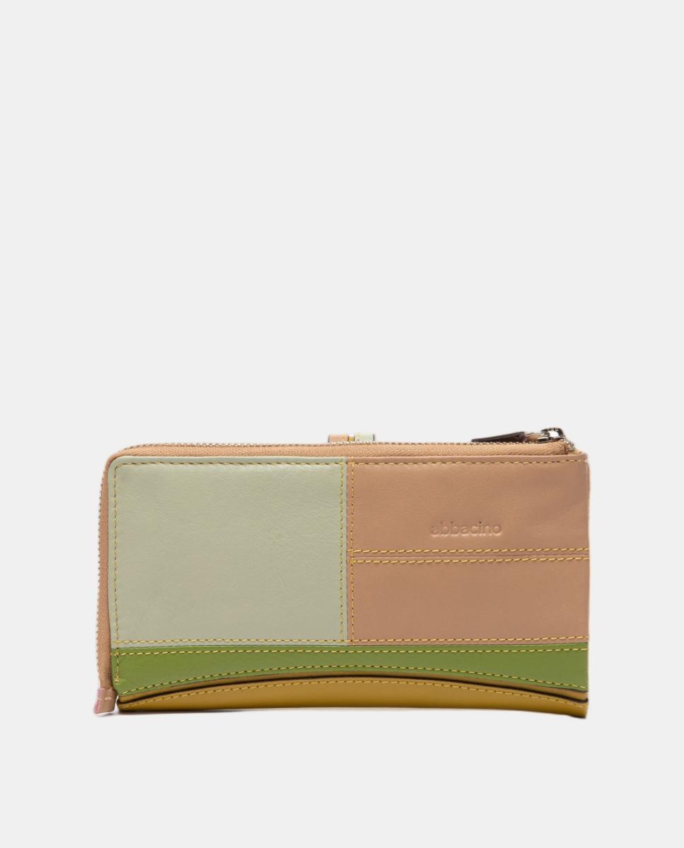 Carteira Grande em Pele com Patch Verde-3