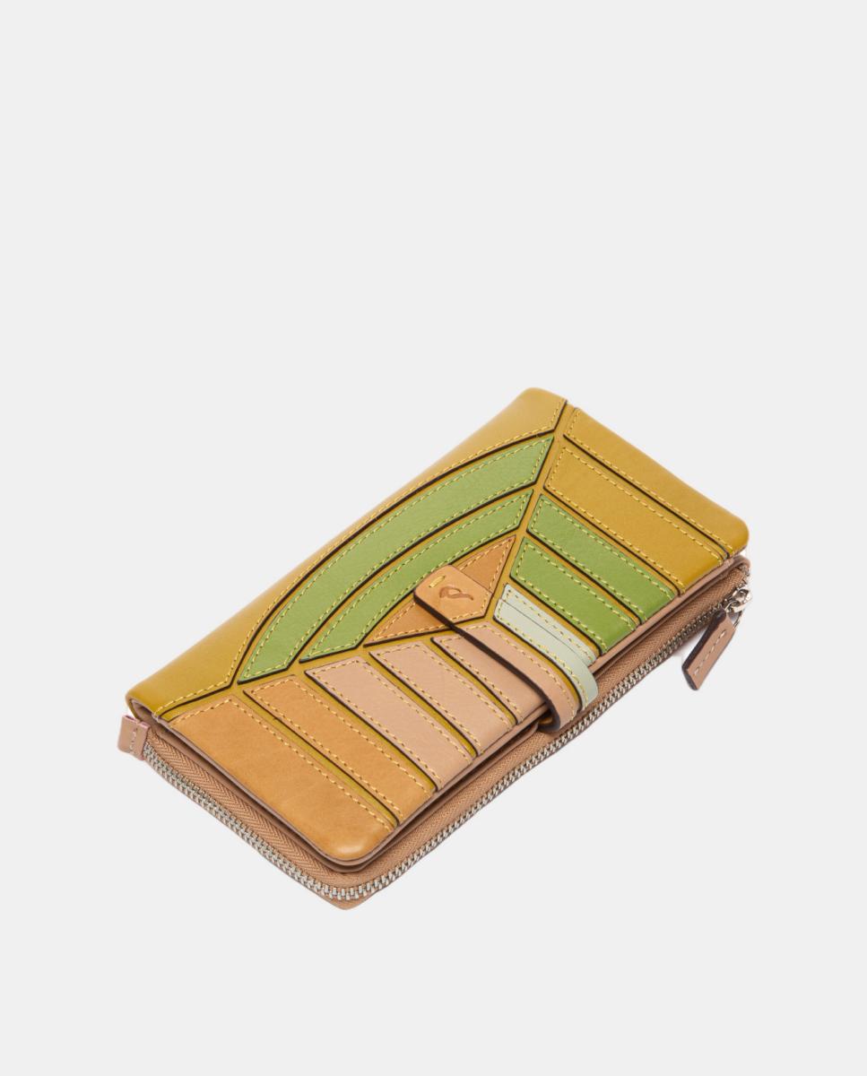 Carteira Grande em Pele com Patch Verde-4