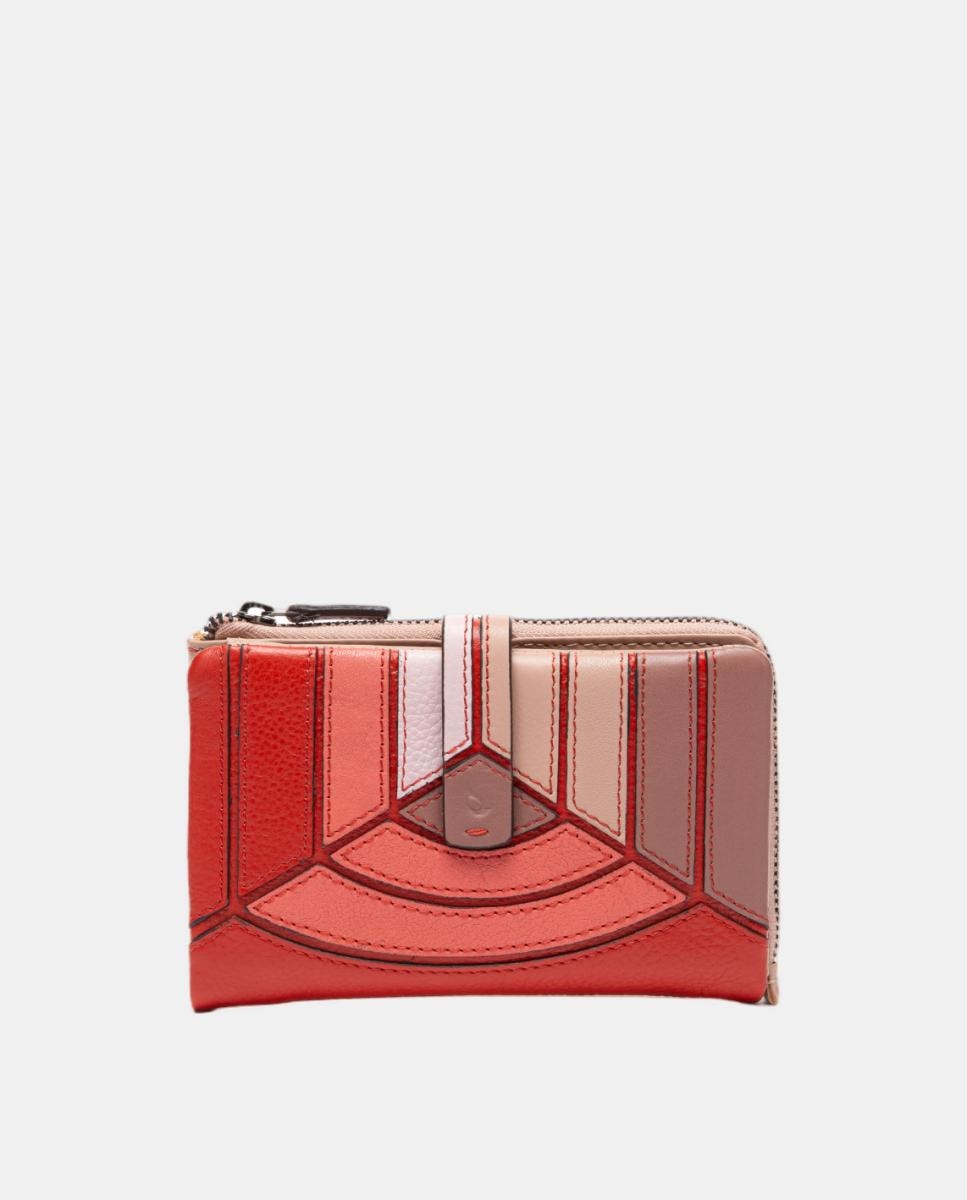 Cartera mediana en piel con patchworks - Abbacino - Rojo Rojo-1