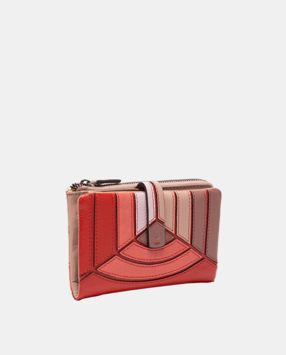 Cartera mediana en piel con patchworks - Abbacino - Rojo Rojo-2