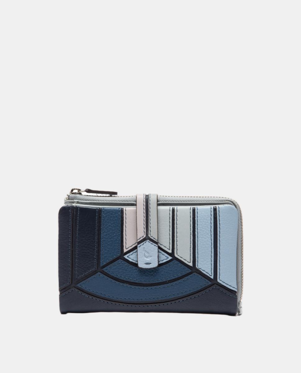 Cartera mediana en piel con patchworks - Abbacino - Azul Azul-1