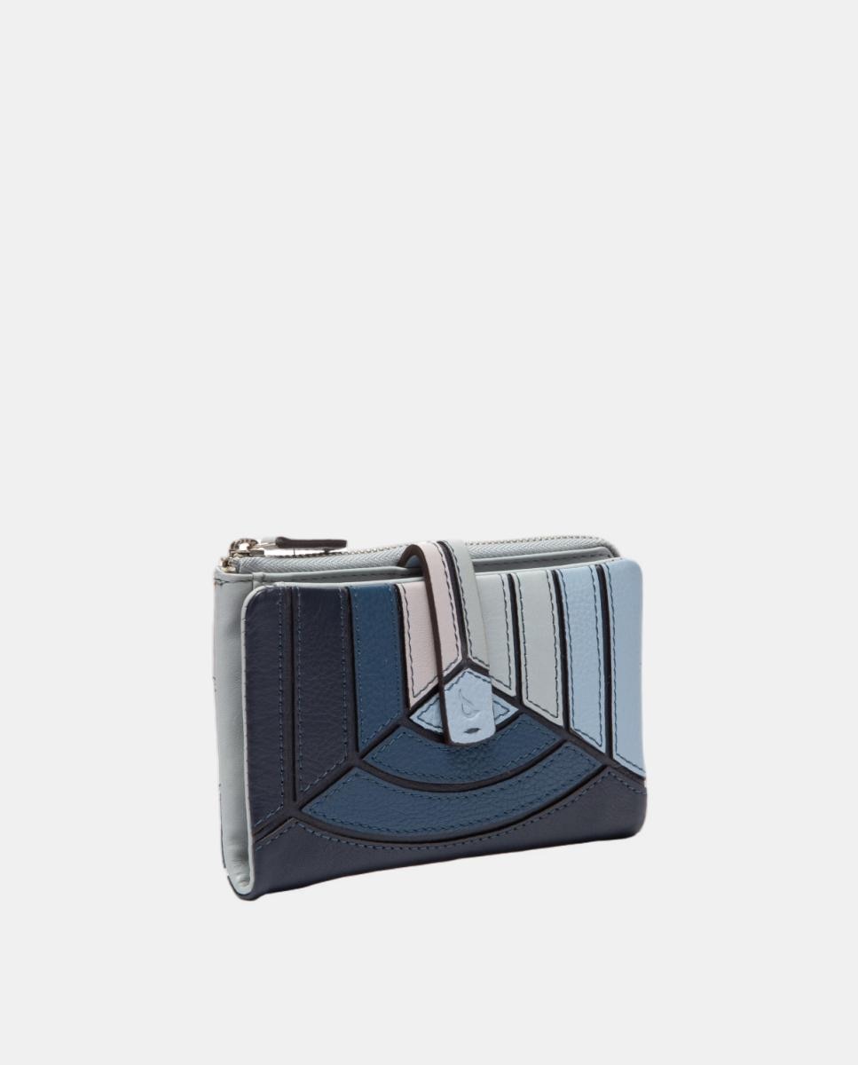 Cartera mediana en piel con patchworks - Abbacino - Azul Azul-2