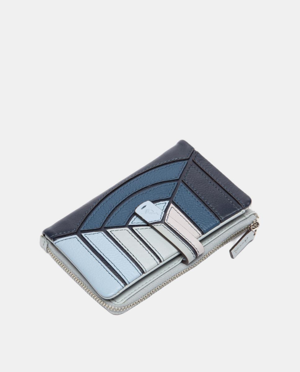 Cartera mediana en piel con patchworks - Abbacino - Azul Azul-4