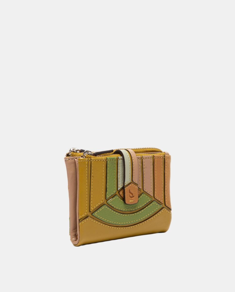 Carteira Pequena em Pele com Patch Verde-2