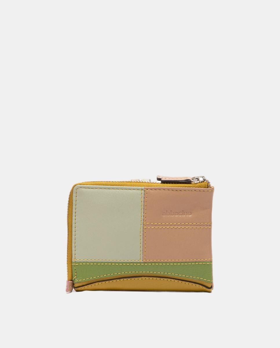 Carteira Pequena em Pele com Patch Verde-3